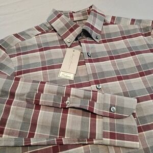 Daniel Cremieux S Supima Cotton & Cashmere Red & Grey Plaid L/S Shirt NWT L999